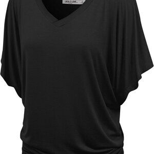Women's Versatile Casual Short Sleeve Dolman Top – Loose Fit Boat Neck & V-Neck